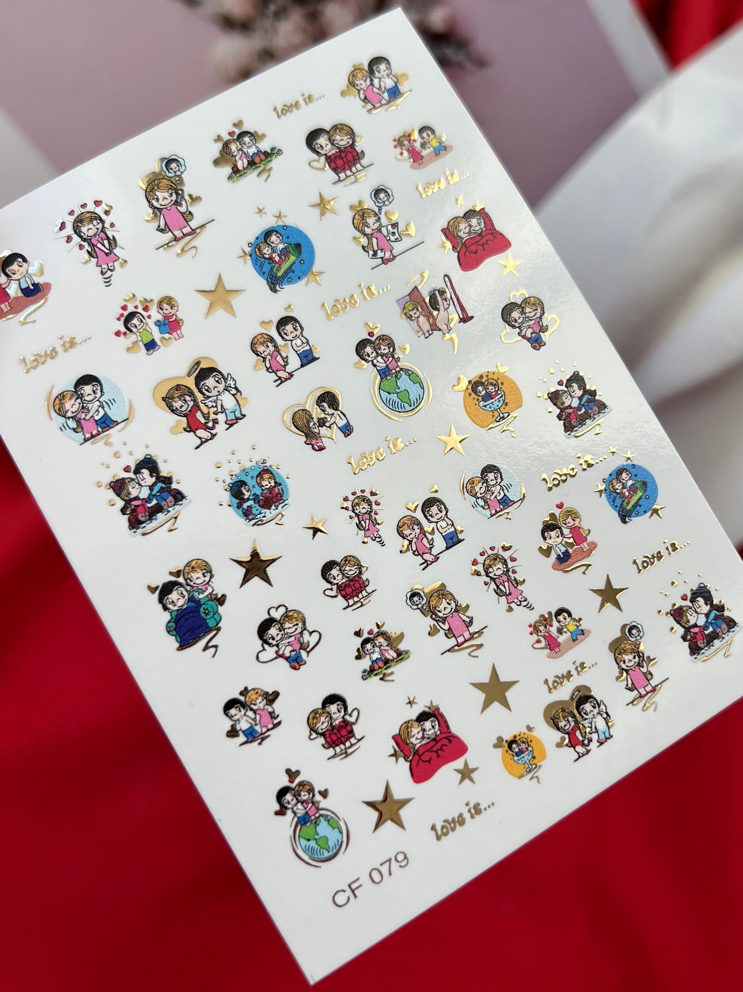 Nail Water Decal CF-079 | Love is Nail Art Water Decals | Romantic Cartoon Couple Designs