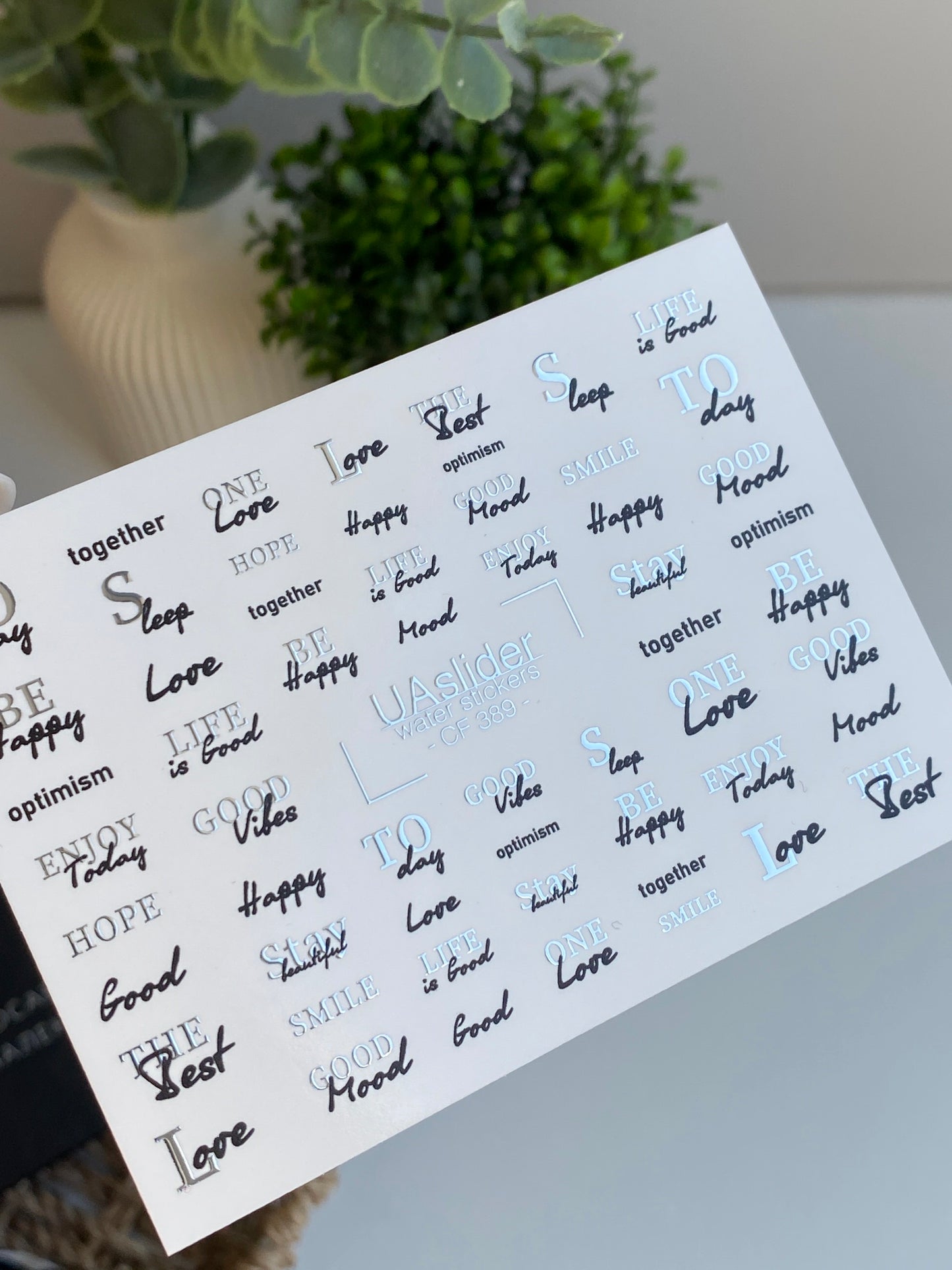 Köröm víz matrica CF-389 | Idézet vízcsúsztatós köröm matricák | Minimalista betűtervezések