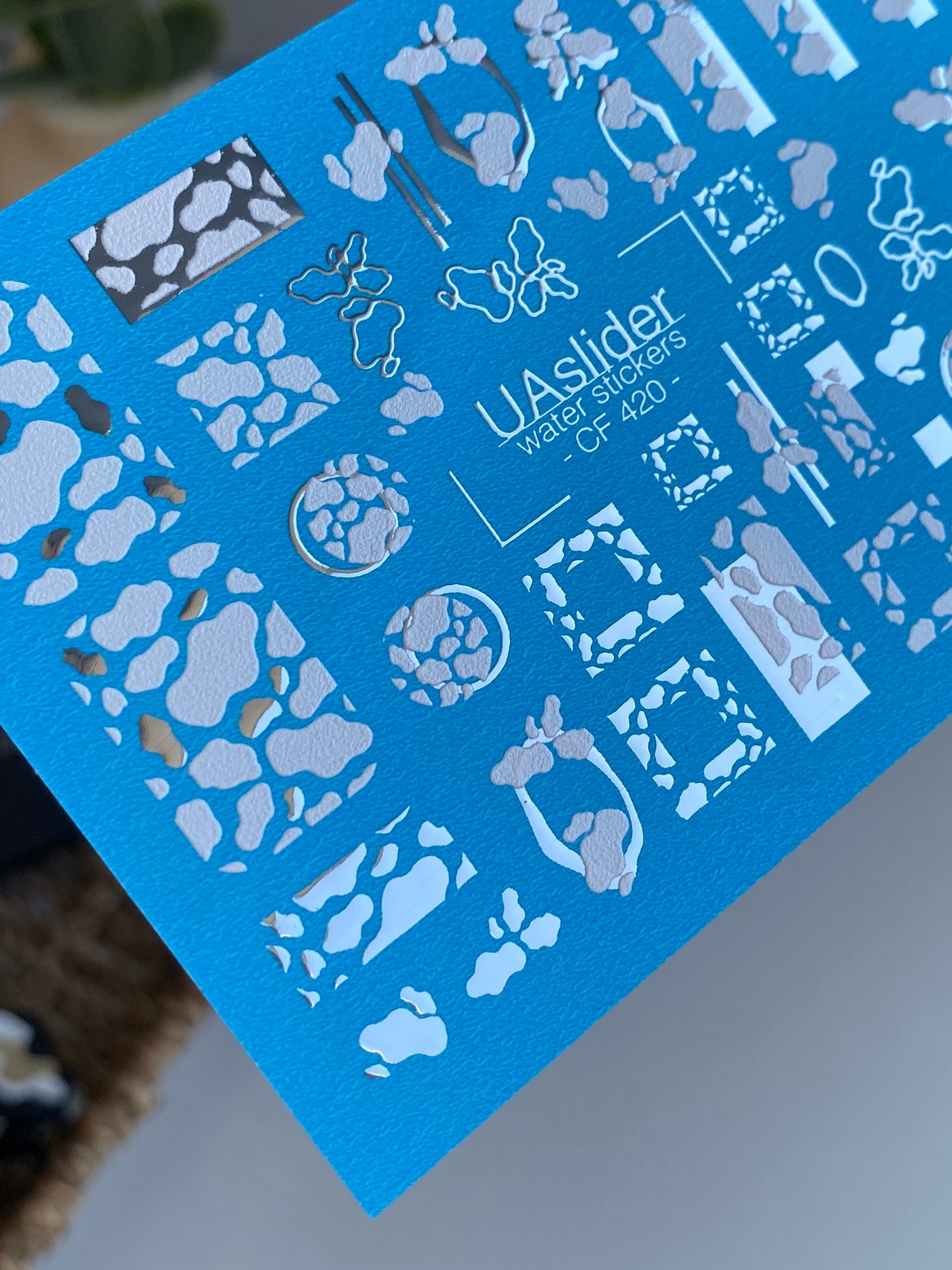 Decalcomanii de apă pentru unghii CF-420 | Decalcomanii de apă pentru unghii cu imprimeu animal și geometric | Artă modernă abstractă pentru unghii