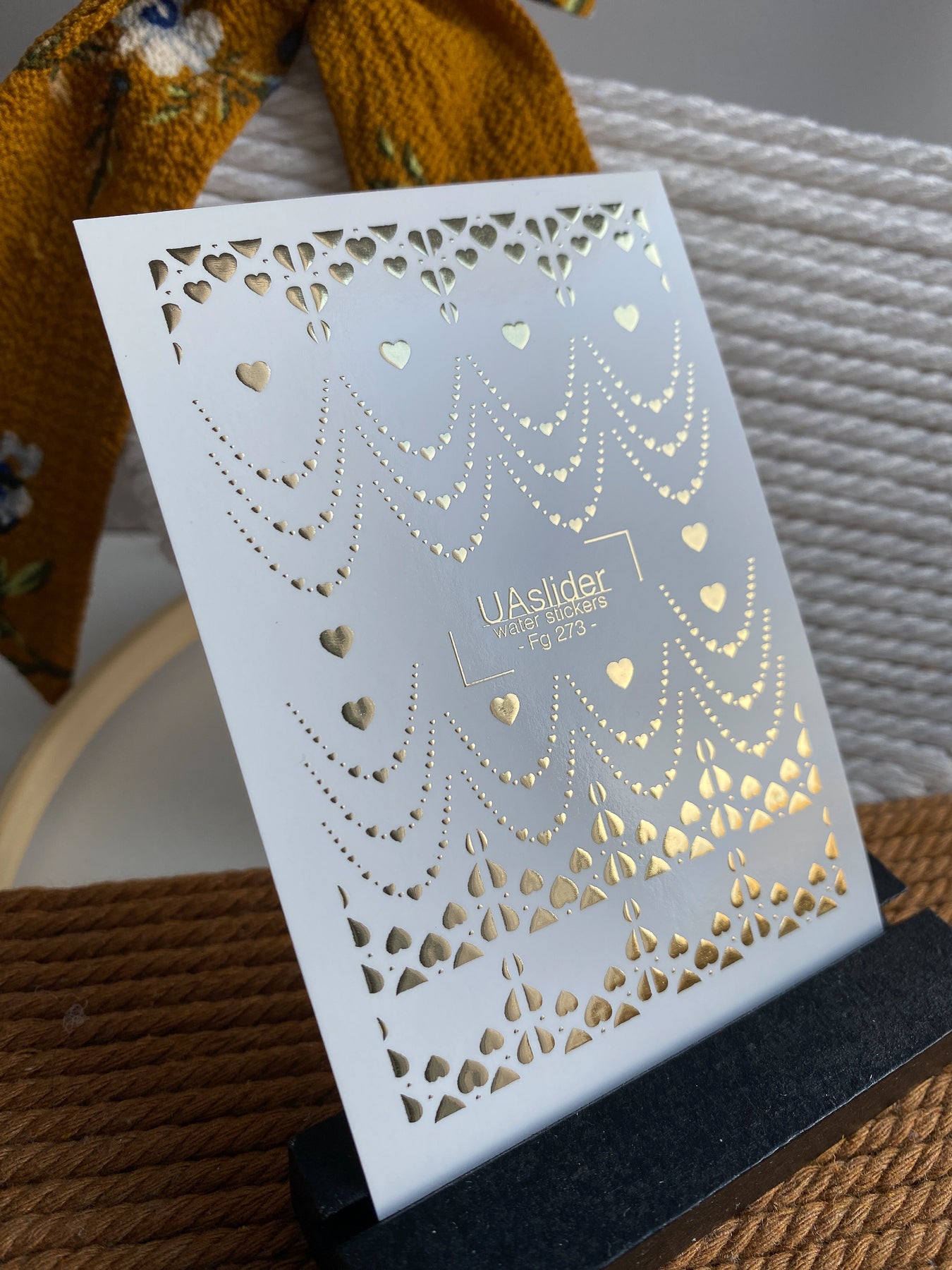 Decalcomanii pentru unghii cu apă Fg-273 | Decalcomanii pentru unghii cu alunecare pe apă | Lanțuri inimă din folie aurie