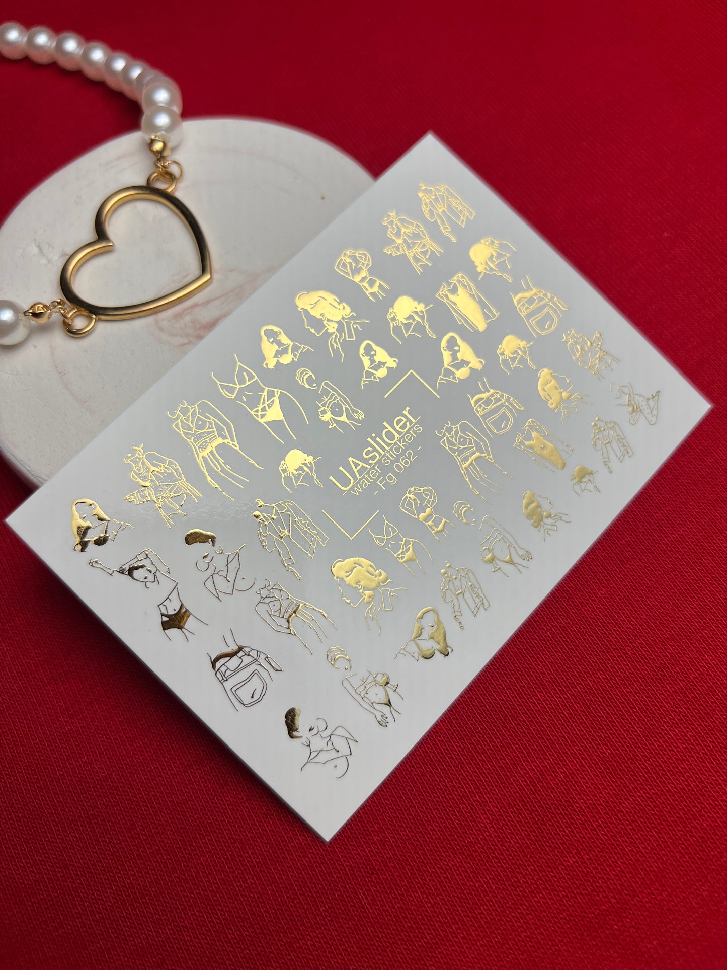 Nail Water Decal Fg-062 | Gold Foil Water Slide Nail Decals | Fashion Sketch Figures