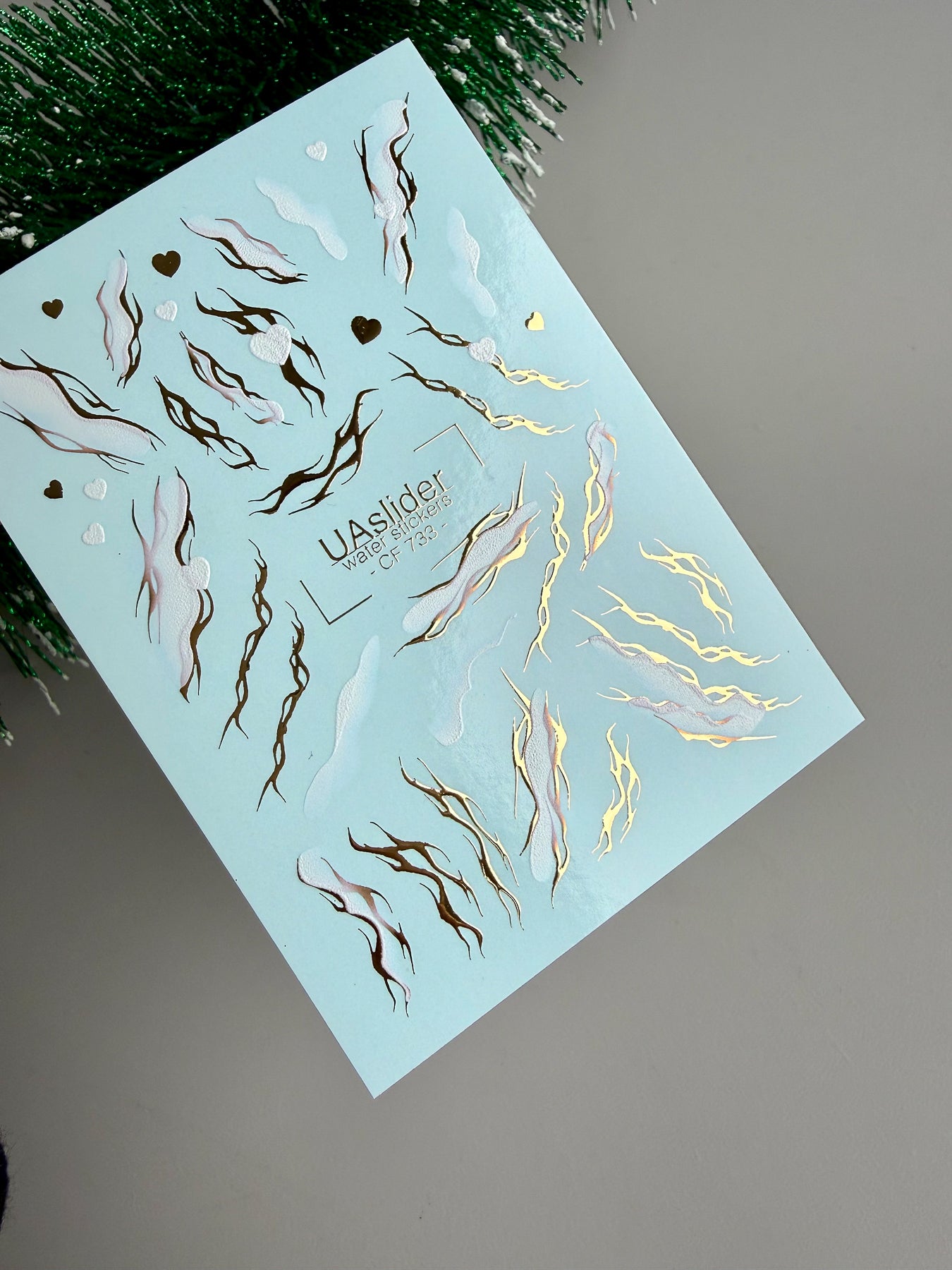 Nail Water Decal CF-733 | Water Slide Nail Decals | Gold Flame and Ice Smoke Design