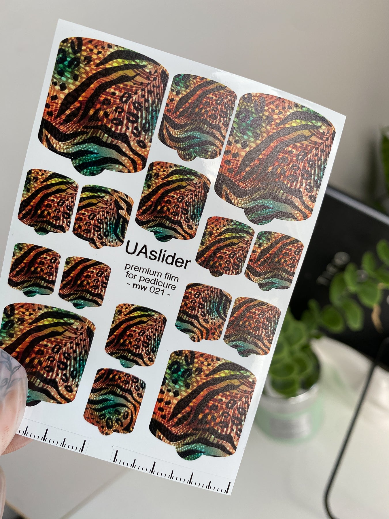 Pedicure nail wrap films mw-021 | Nail Wrap Films for Pedicure | Jungle Animal Mix Design
