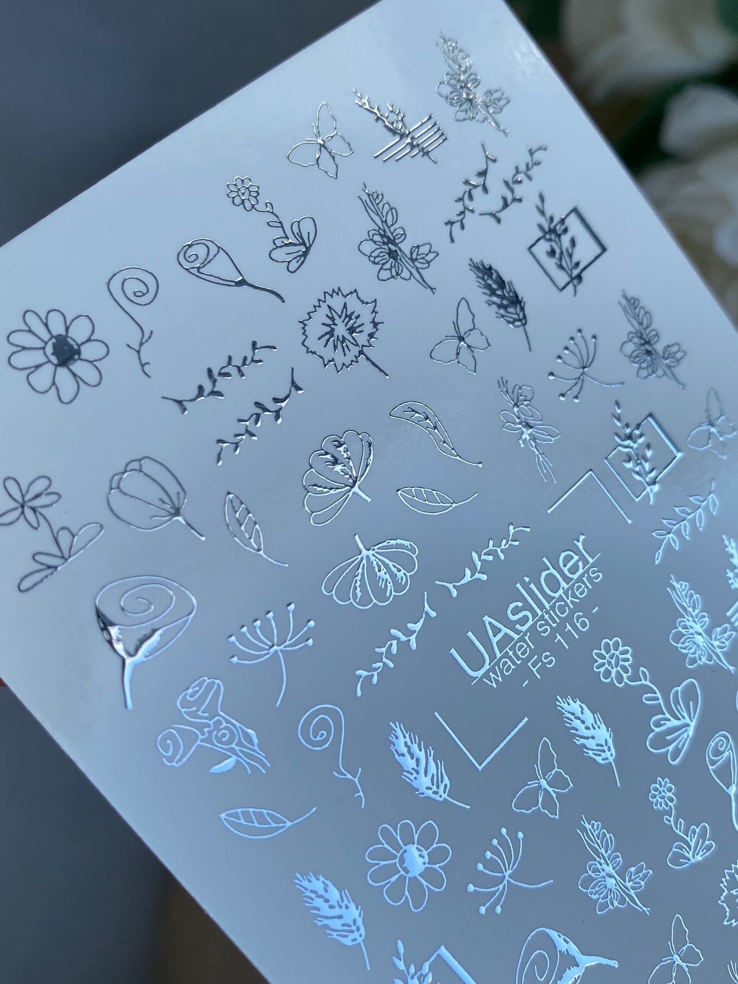 Nail Water Decal Fs-116 | Floral Water Slide Nail Decals | Botanical Line Art