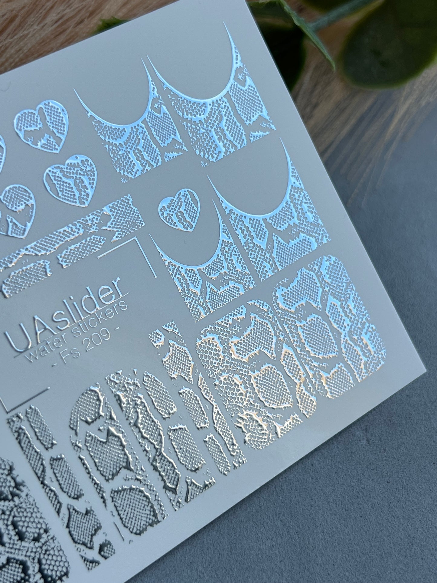 Decalcomanie de apă pentru unghii Fs-209 | Decalcomanii pentru unghii cu alunecare pe apă Piele de șarpe | Design cu inimioare și francez