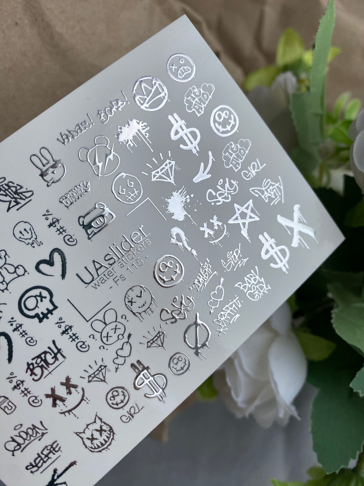 Nail Water Decal Fs-115 | Graffiti Water Slide Nail Decals | Urban Street Art Style