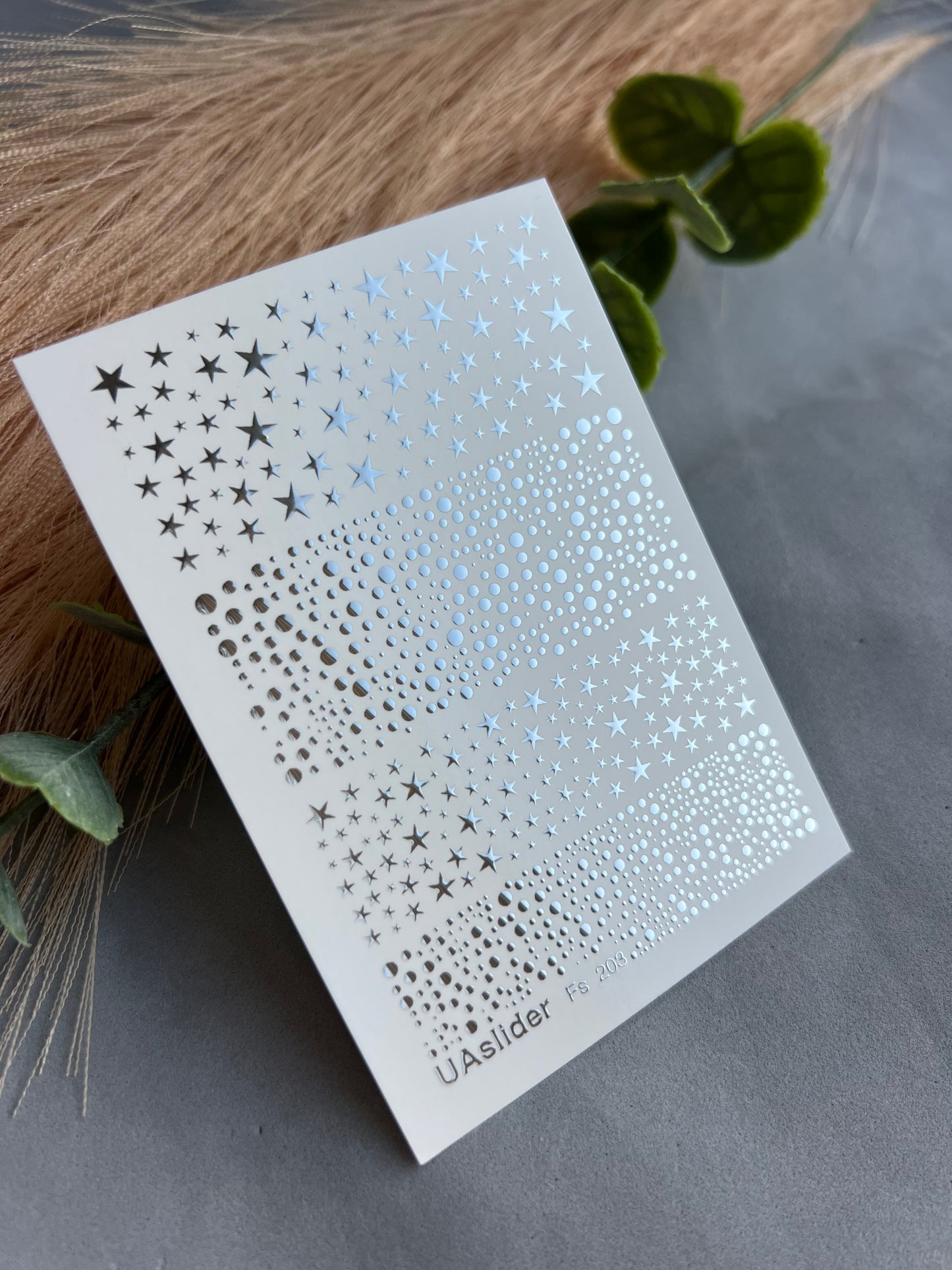 Decalcomanie de apă pentru unghii Fs-203 | Decalcomanii pentru unghii cu alunecare pe apă Stele și puncte | Design cosmic minimalist