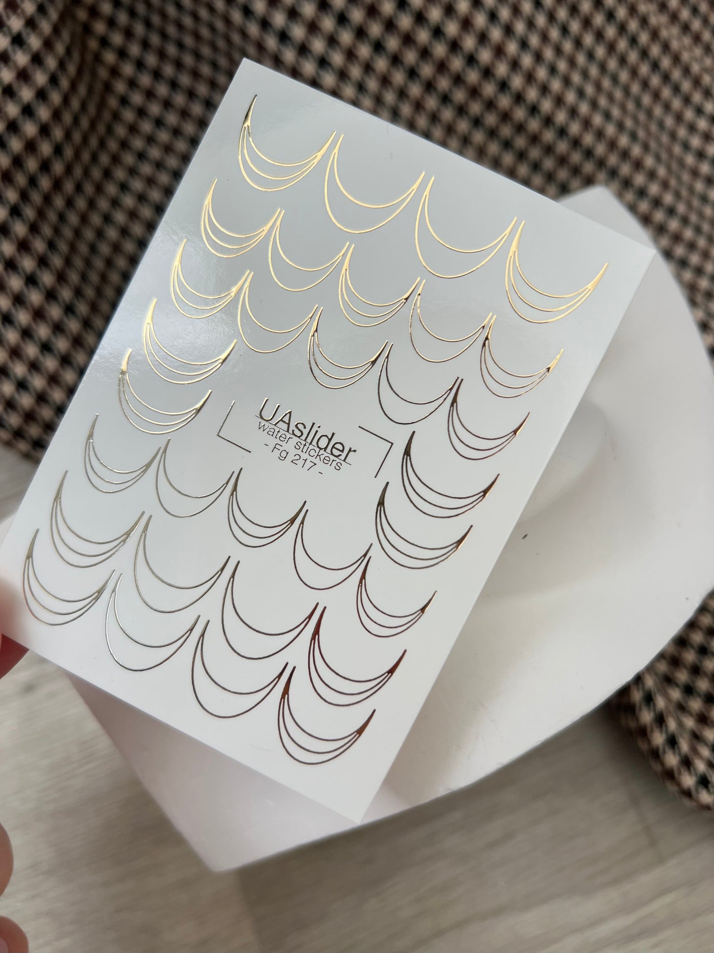 Nagel Wasserabziehbild Fg-217 | Wasserfolien Nagelabziehbilder | Goldfolie Französische Linien Akzente