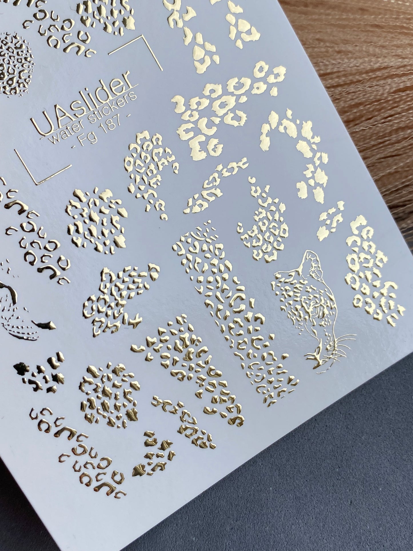 Nail Water Decal Fg-187 | Gold Foil Water Slide Nail Decals | Leopard Print & Wild Animal Designs