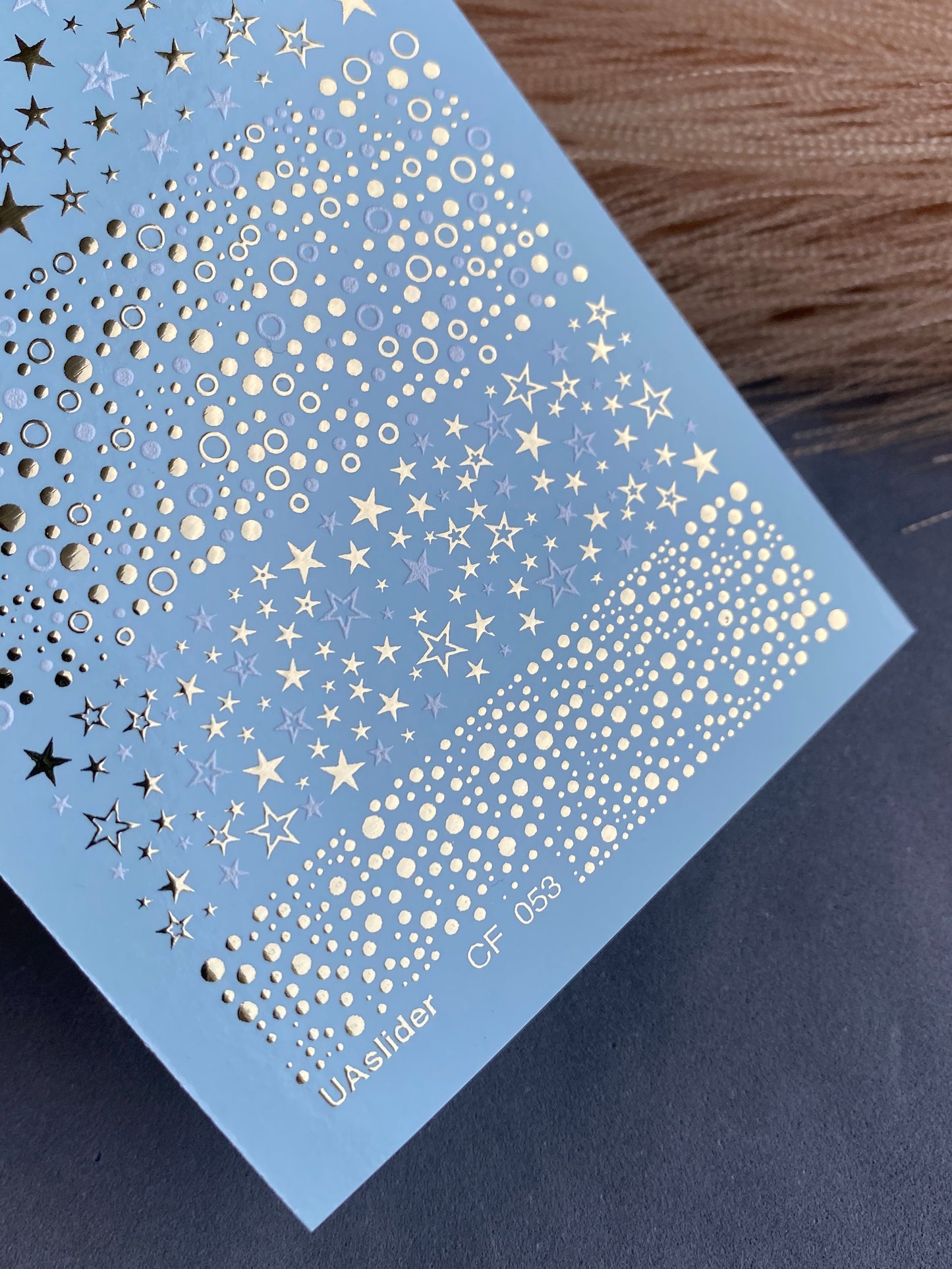 Nail Water Decal CF-053 | Star and Dot Nail Water Decals | Black, Gold & Silver Patterns