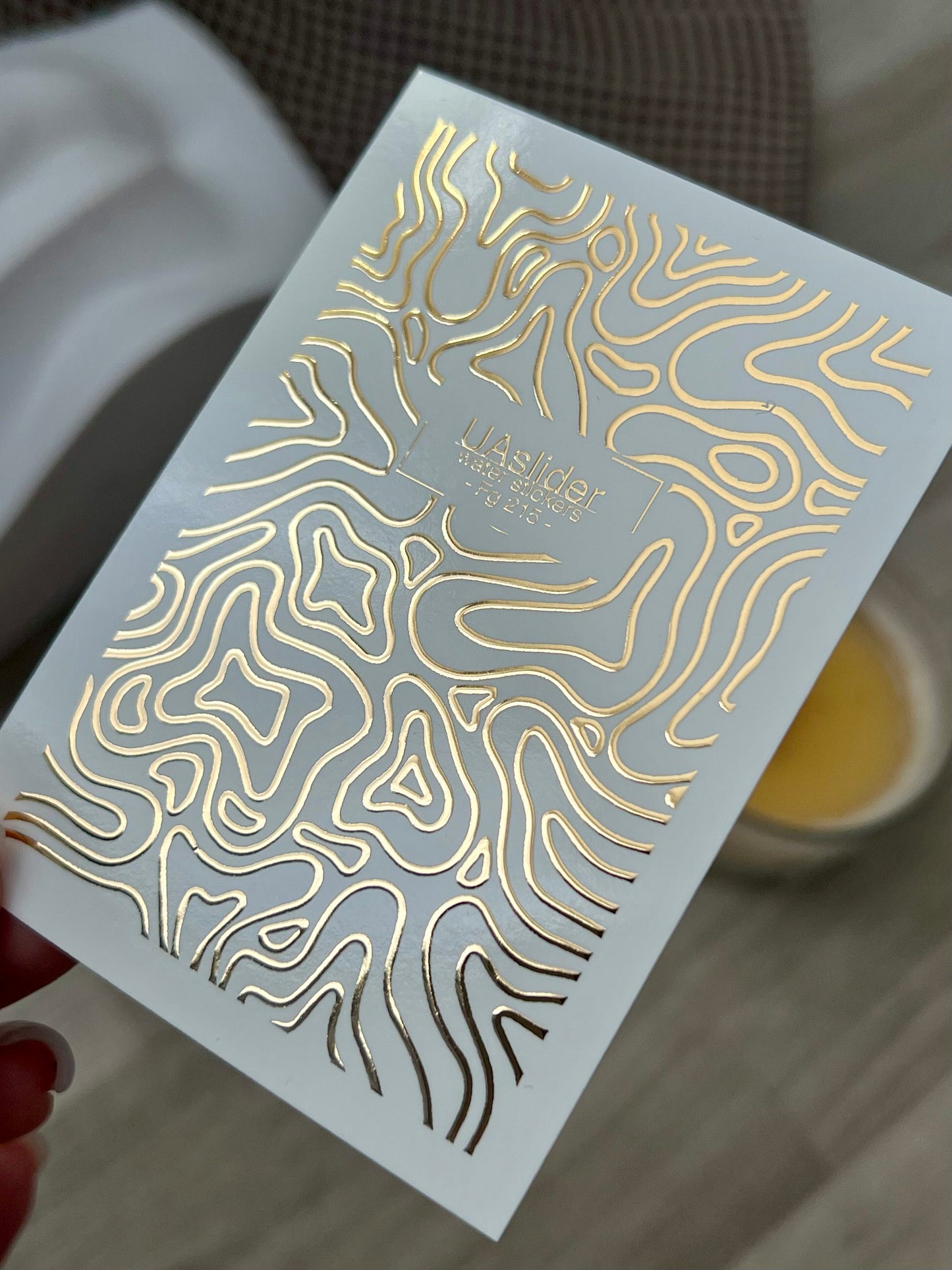 Nail Water Decal Fg-215 | Water Slide Nail Decals | Gold Foil Abstract Waves
