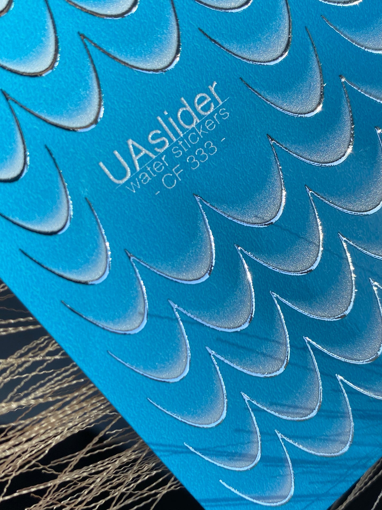 Nail Water Decal CF-333 | French Water Slide Nail Decals | Blue Gradient with Silver Outline