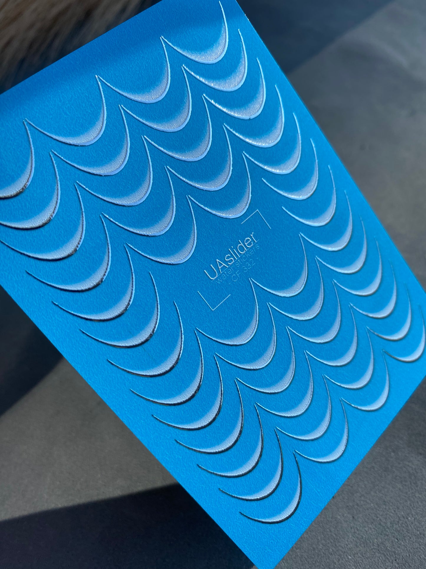 Nail Water Decal CF-332 | French Water Slide Nail Decals | Grey Gradient with Silver Outline