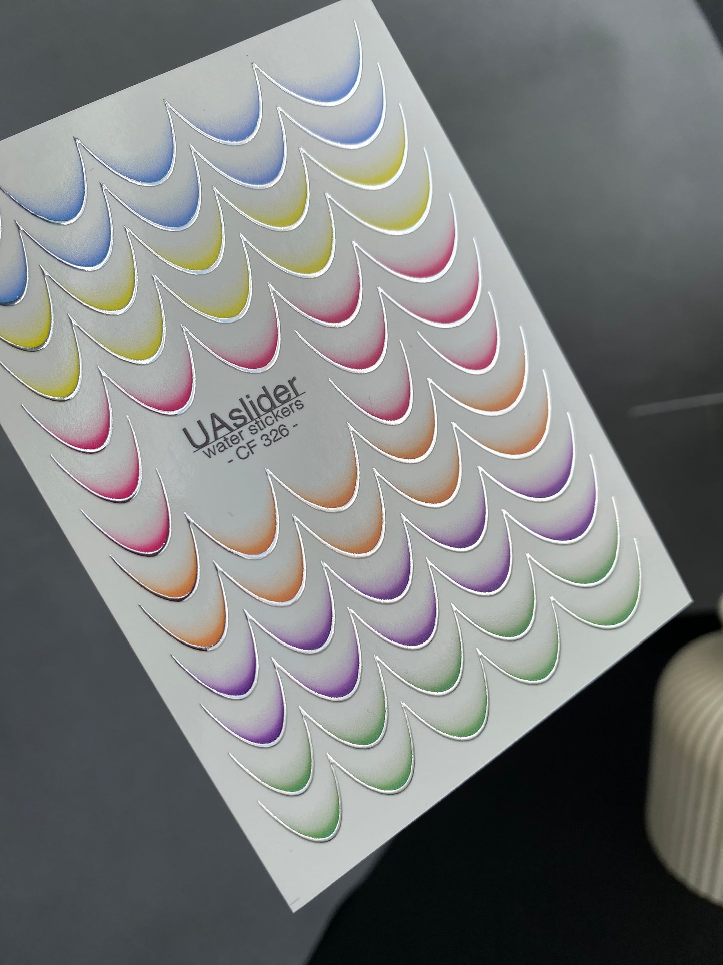 Nail Water Decal CF-326 | French Water Slide Nail Decals | Multicolor Gradient Tips