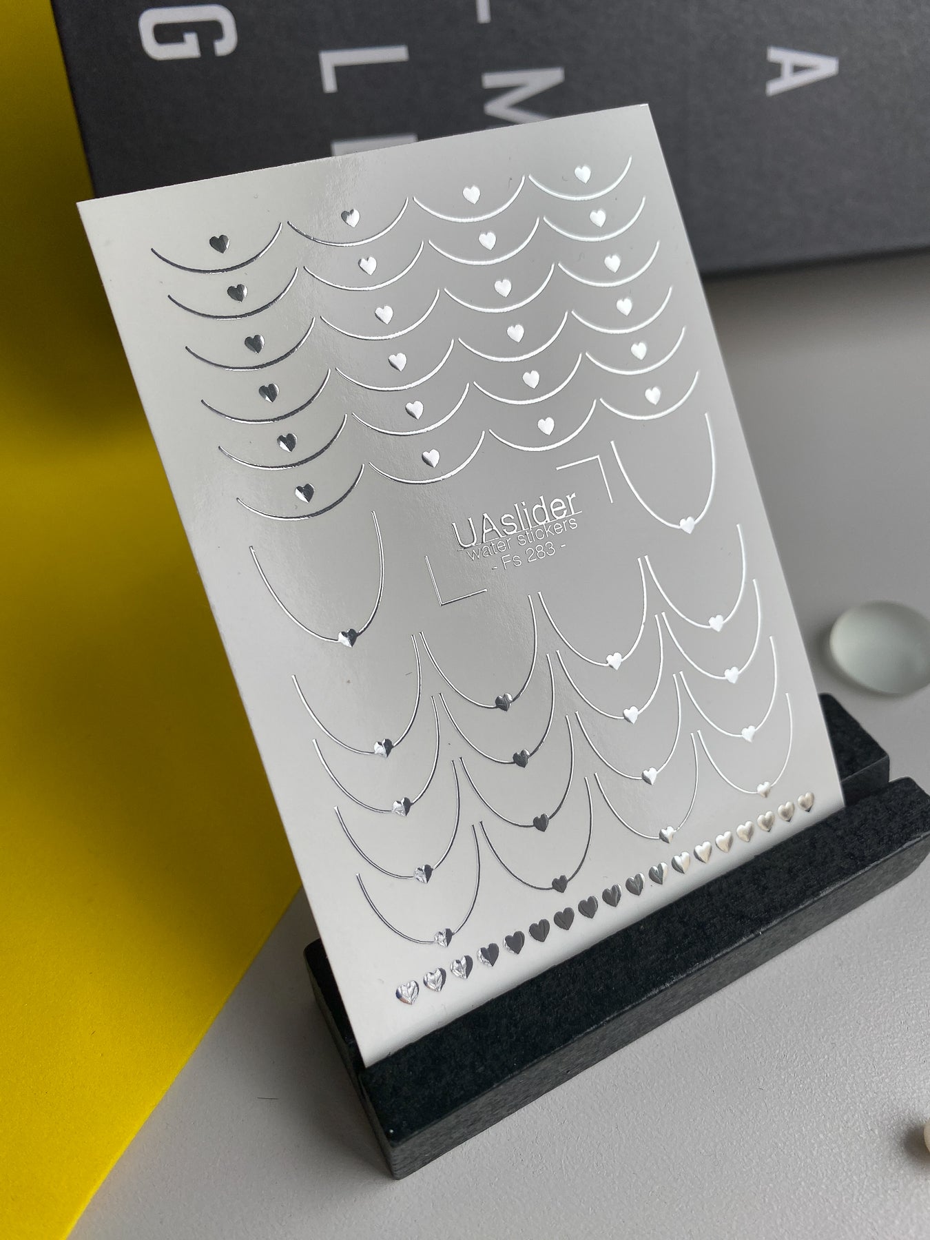 Nail Water Decal Fs-283 | Silver Heart Chains Water Slide Nail Decals | Romantic Foil Nail Tattoos