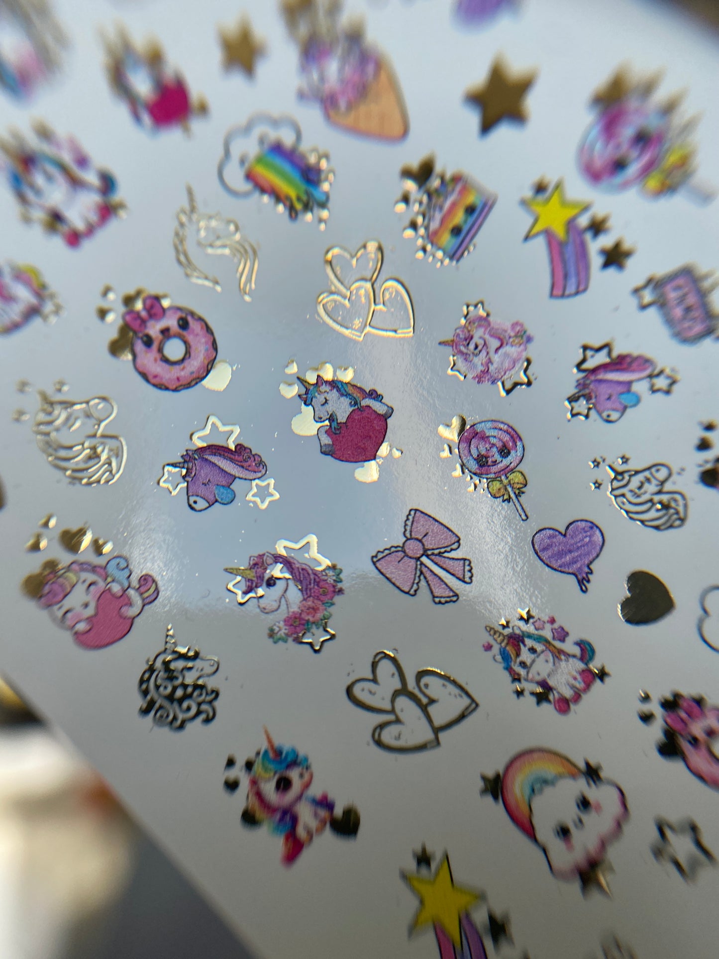 Nail Water Decal CF-168 | Cute Unicorn Nail Art Water Decals | Rainbows, Stars & Candy
