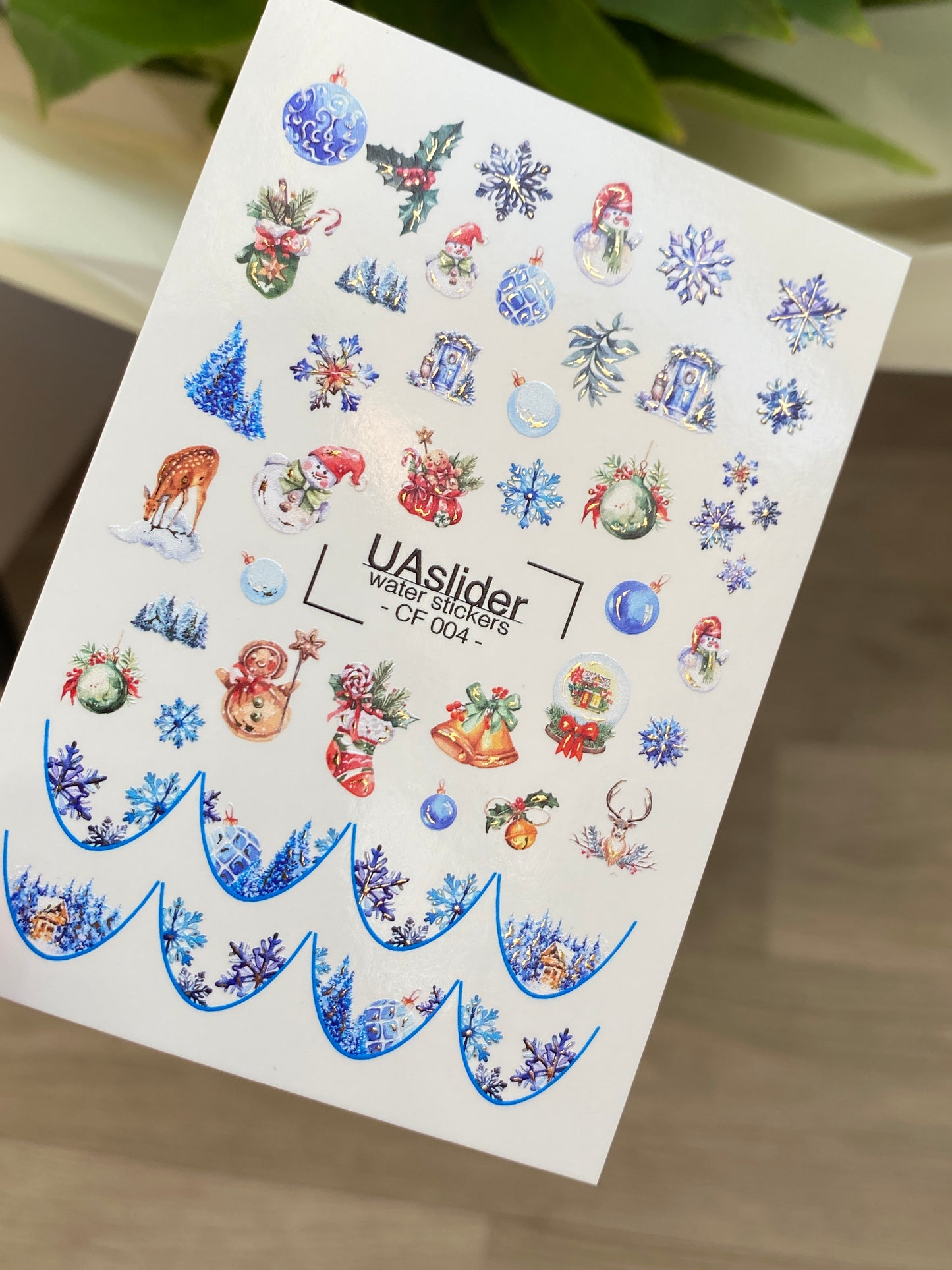 Nail Water Decal CF-004 | Water Slide Nail Decals with Christmas Ornaments & Snowflakes | Festive Holiday Set