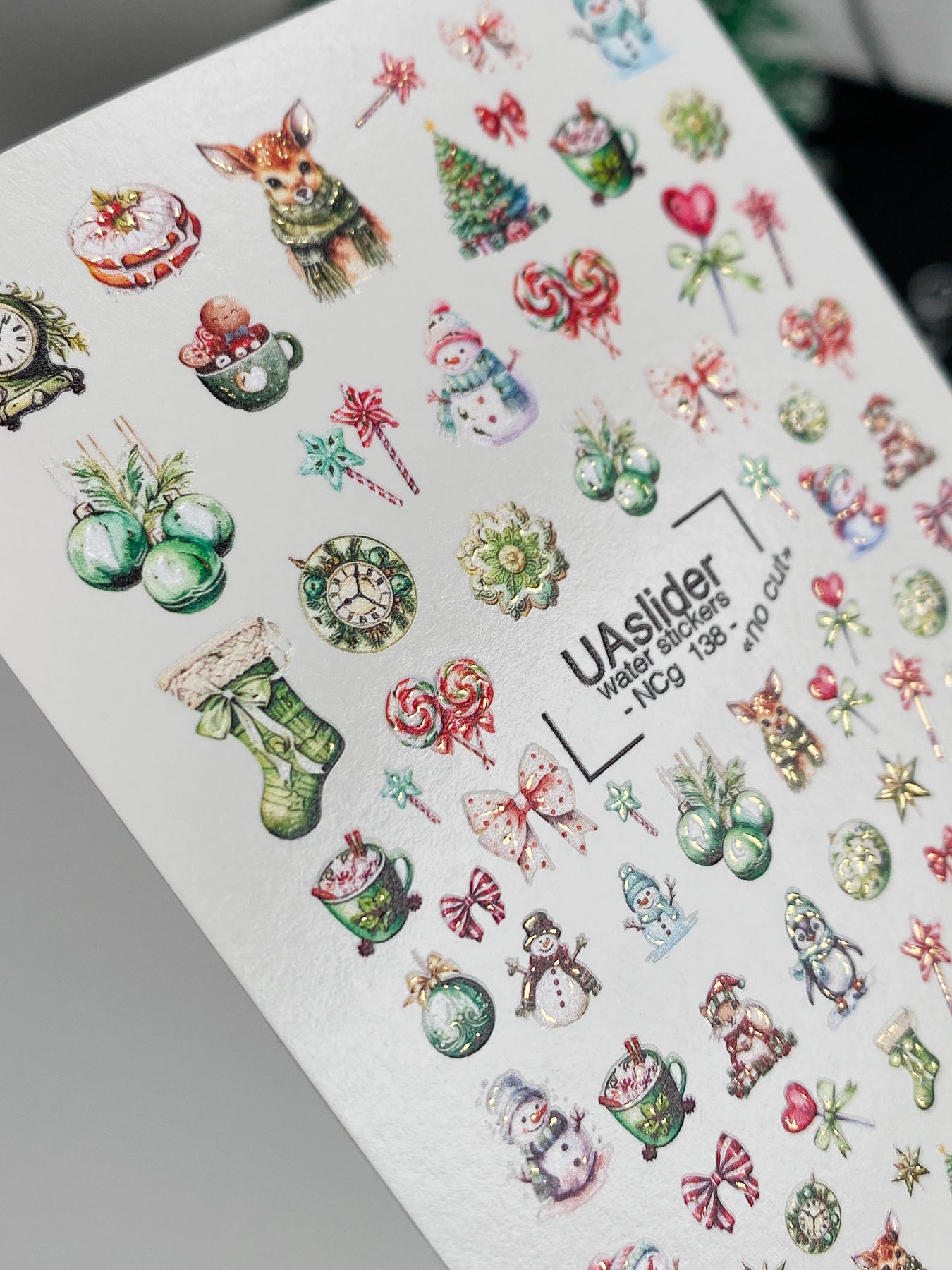 Nail Water Decal NCg-138 | Christmas Water Slide Nail Decals | Festive Holiday Designs