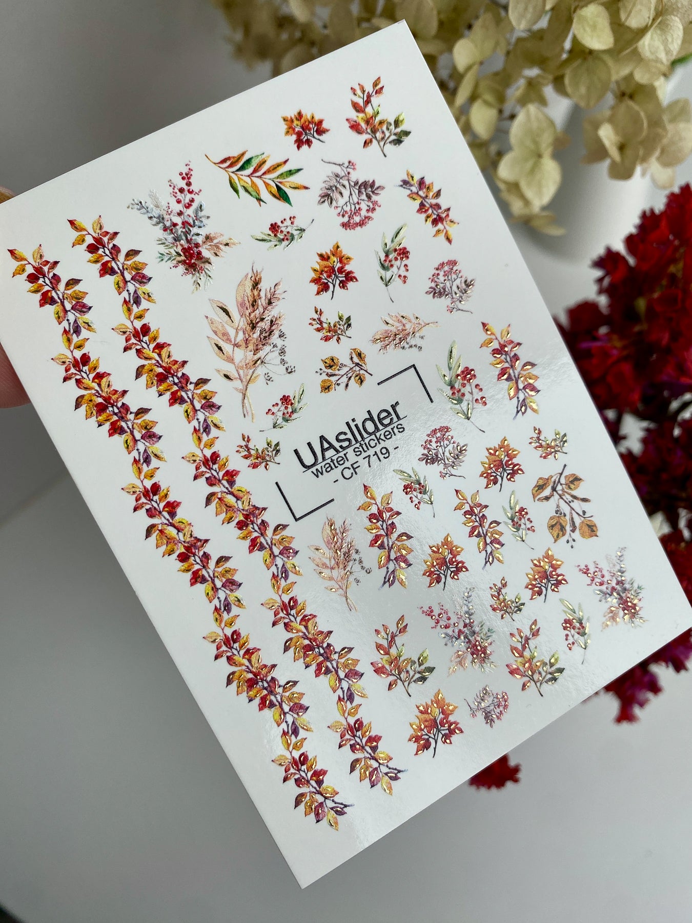 Nail Water Decal CF-719 | Water Slide Nail Decals | Autumn Leaves and Branches with Seasonal Accents