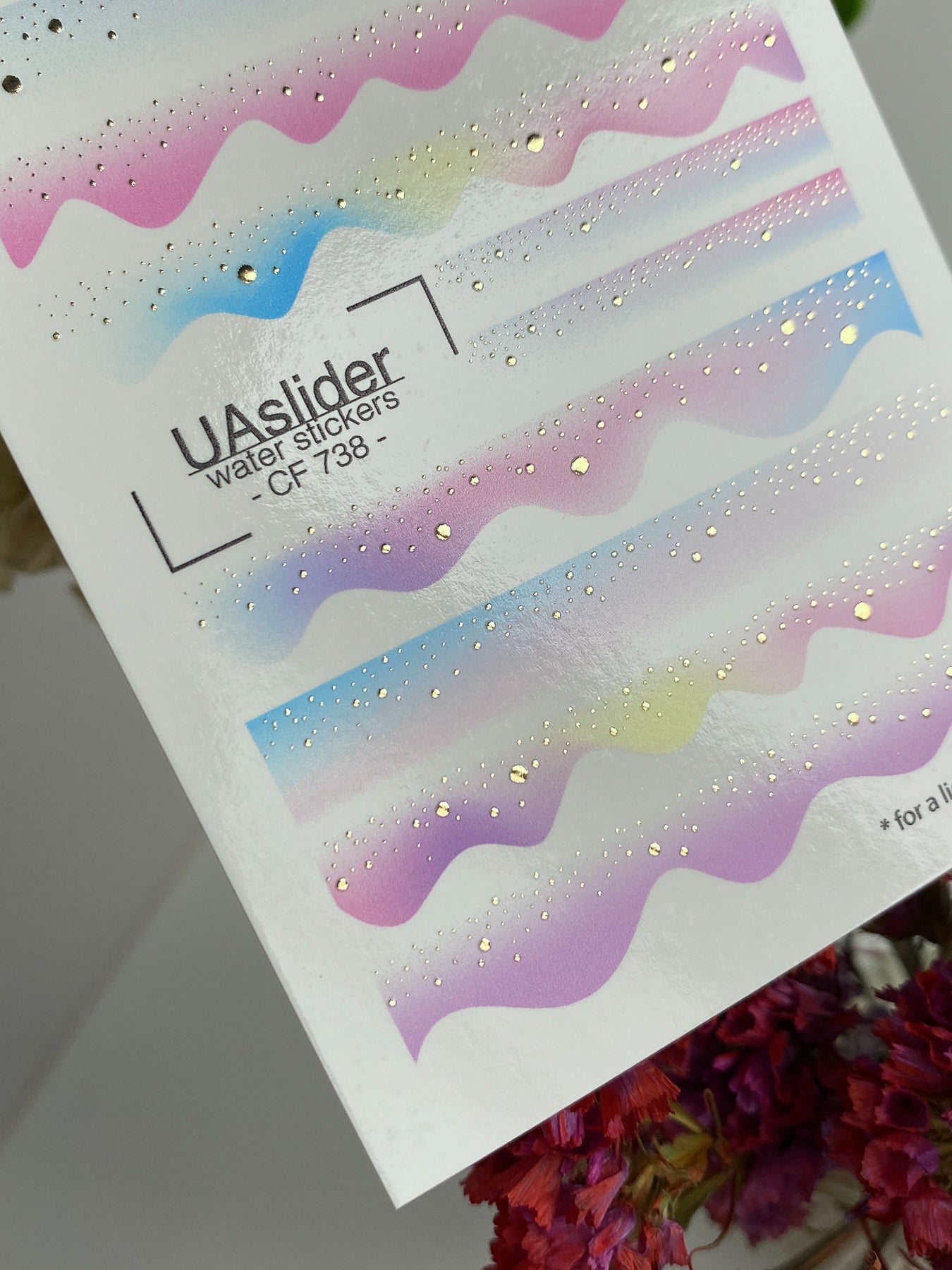 Nail Water Decal CF-738 | Water Slide Nail Decals | Pastel Rainbow Gradient Waves