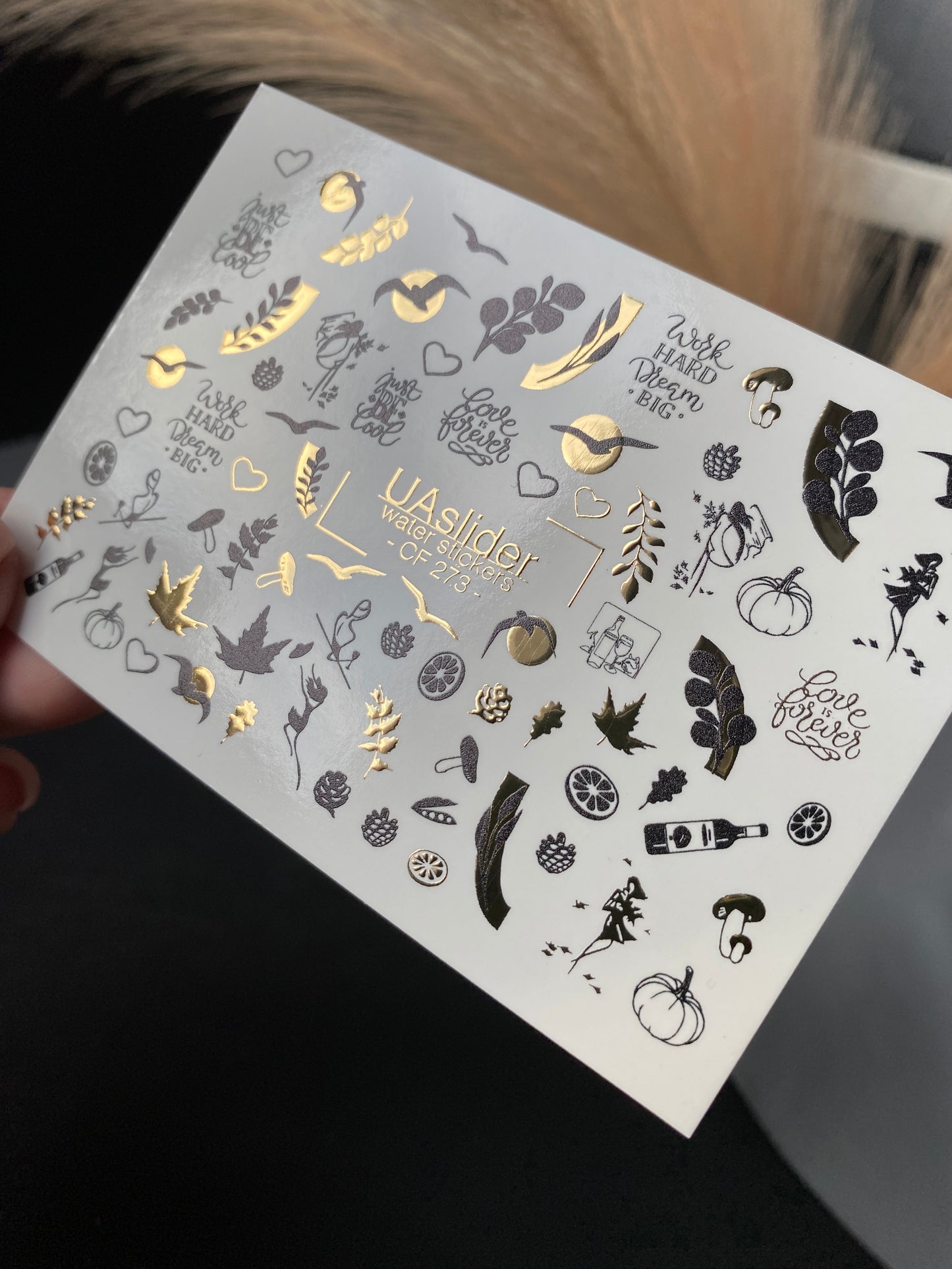 Nail Water Decal CF-273 | Autumn Water Slide Nail Decals | Colorful Fall Leaves & Hello Autumn Quotes