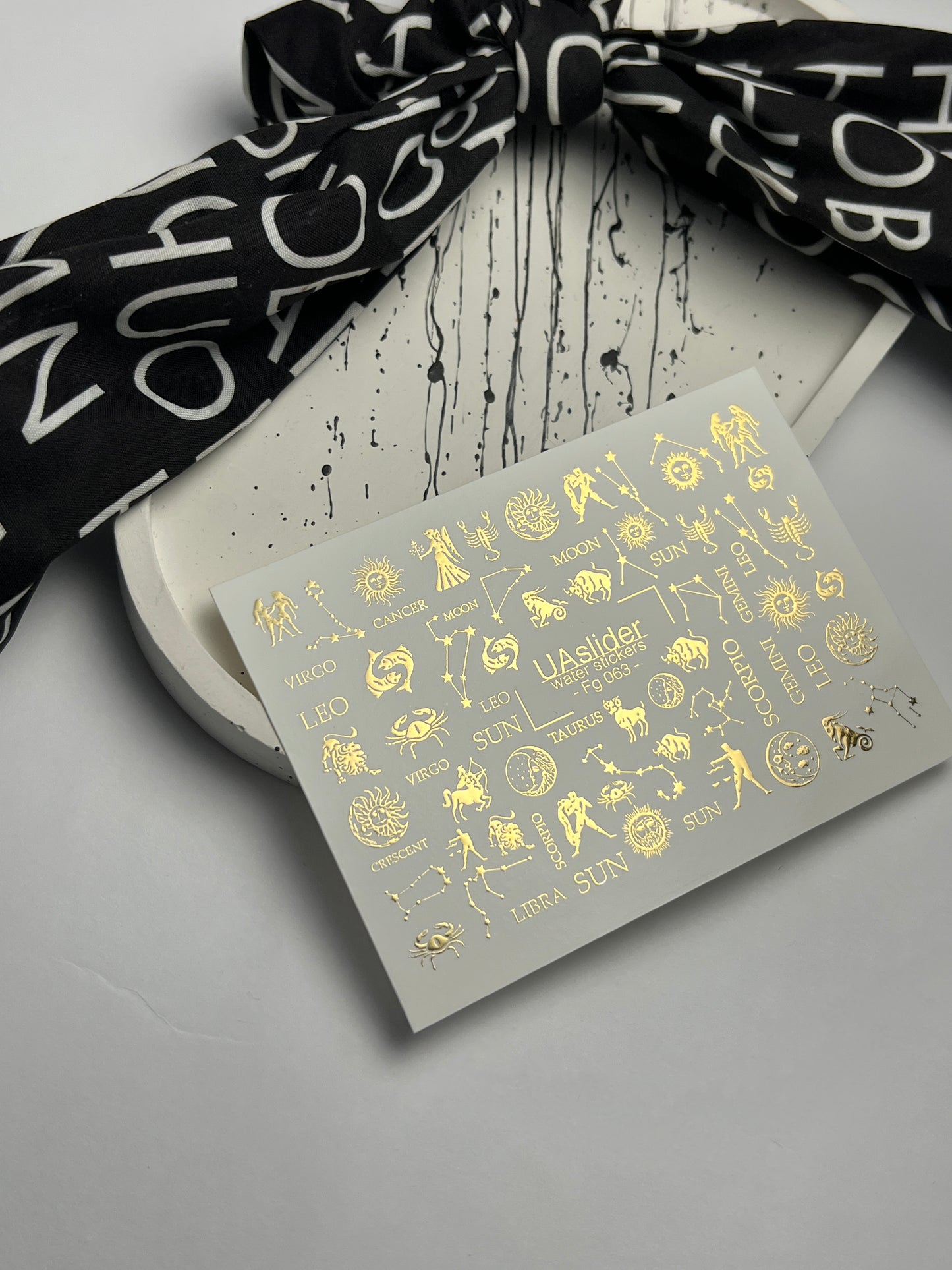 Nail Water Decal Fg-063 | Gold Foil Water Slide Nail Decals | Zodiac Signs & Constellations