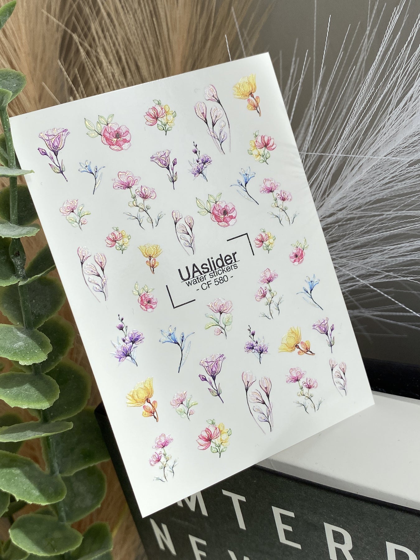 Nagel Water Decal CF-580 | Water Slide Nagel Decals met Kleurrijke Wilde Bloemen | Bloemige Nagelkunst Ontwerpen