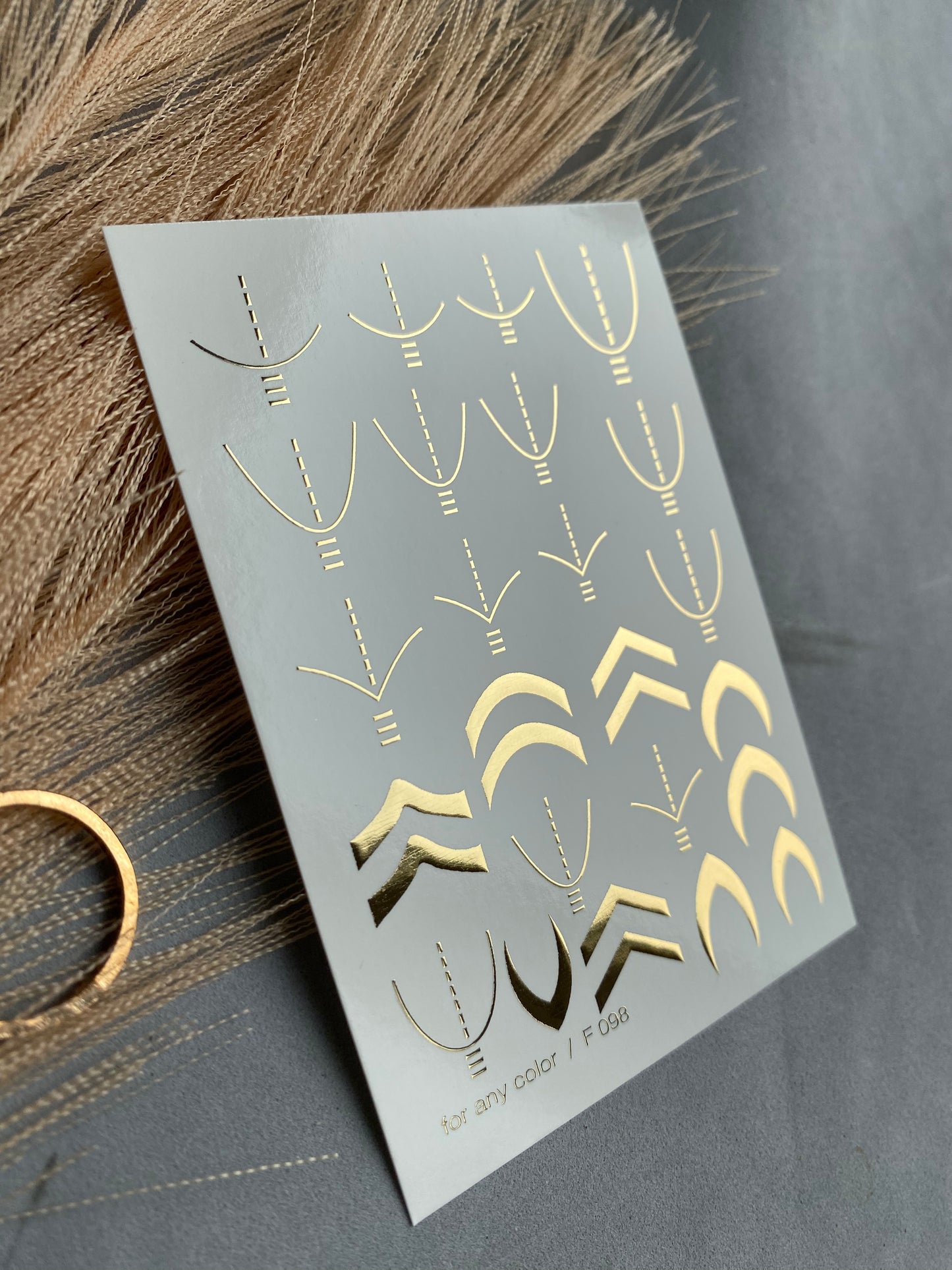 Nail Water Decal Fg-098 | French Water Slide Nail Decals with Gold Foil | Modern French Lines