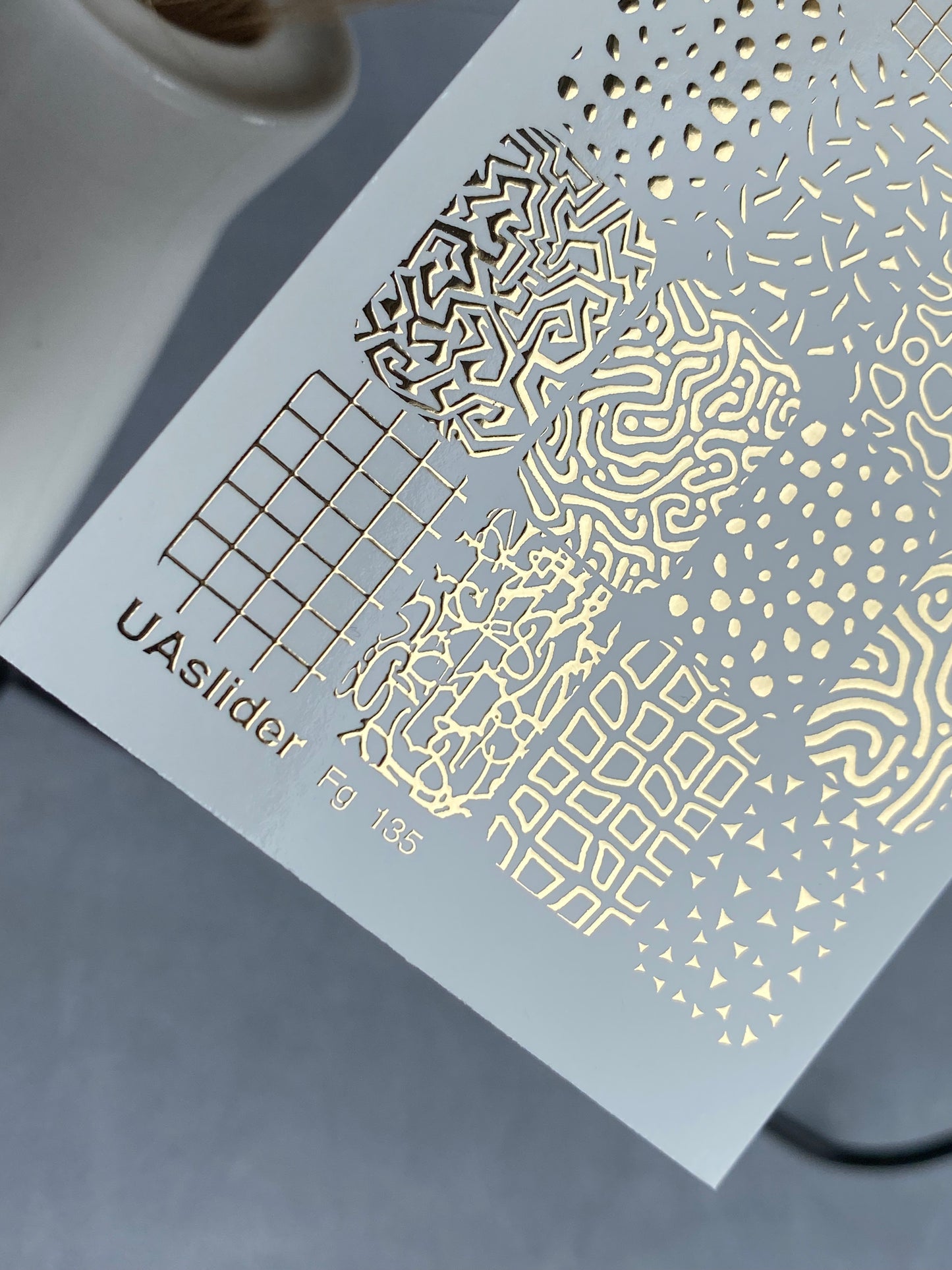 Nail Water Decal Fg-135 | Water Slide Nail Decals with Gold Abstract Patterns | Geometric Nail Art