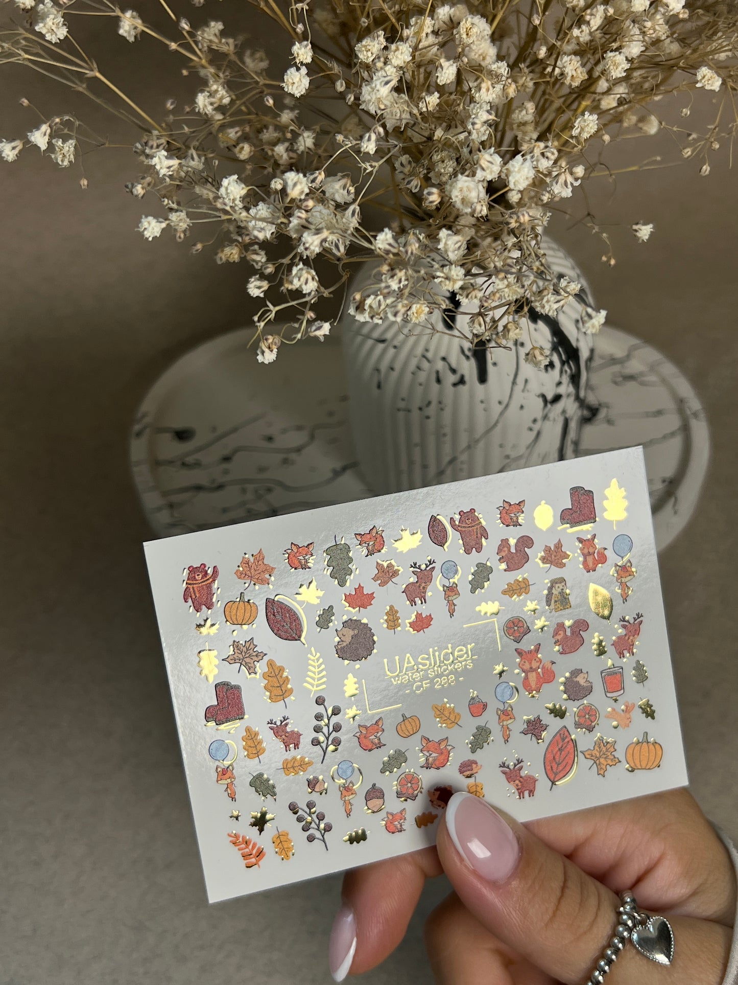 Nail Water Decal CF-288 | Autumn Forest Water Slide Nail Decals | Foxes, Squirrels & Cute Woodland Animals