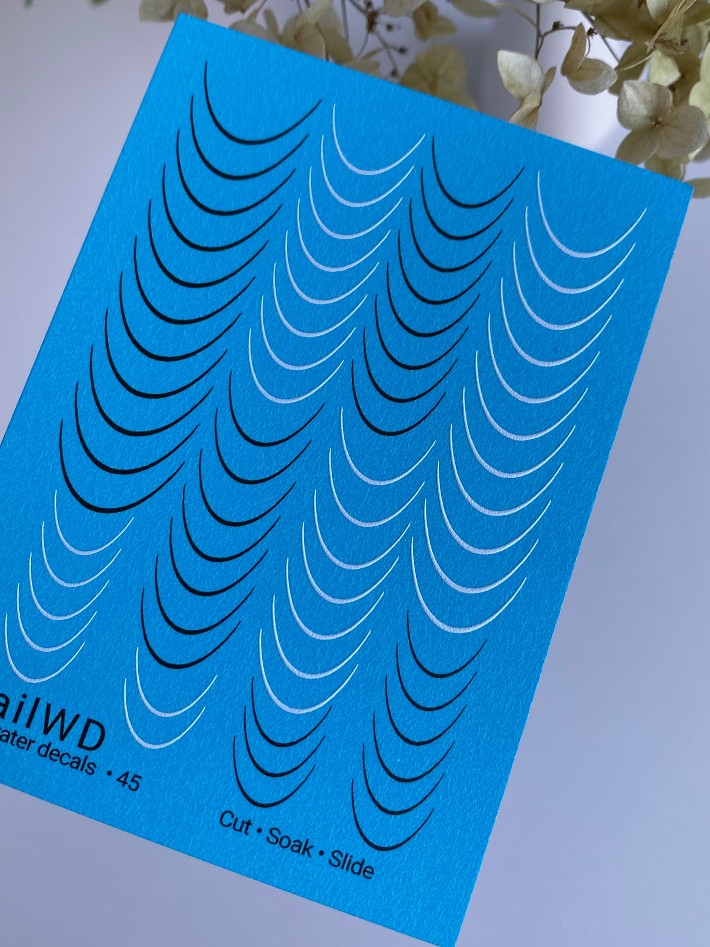 Nail Water Decal 45 NailWD | French Water Slide Nail Decals | Black & White Curved Lines