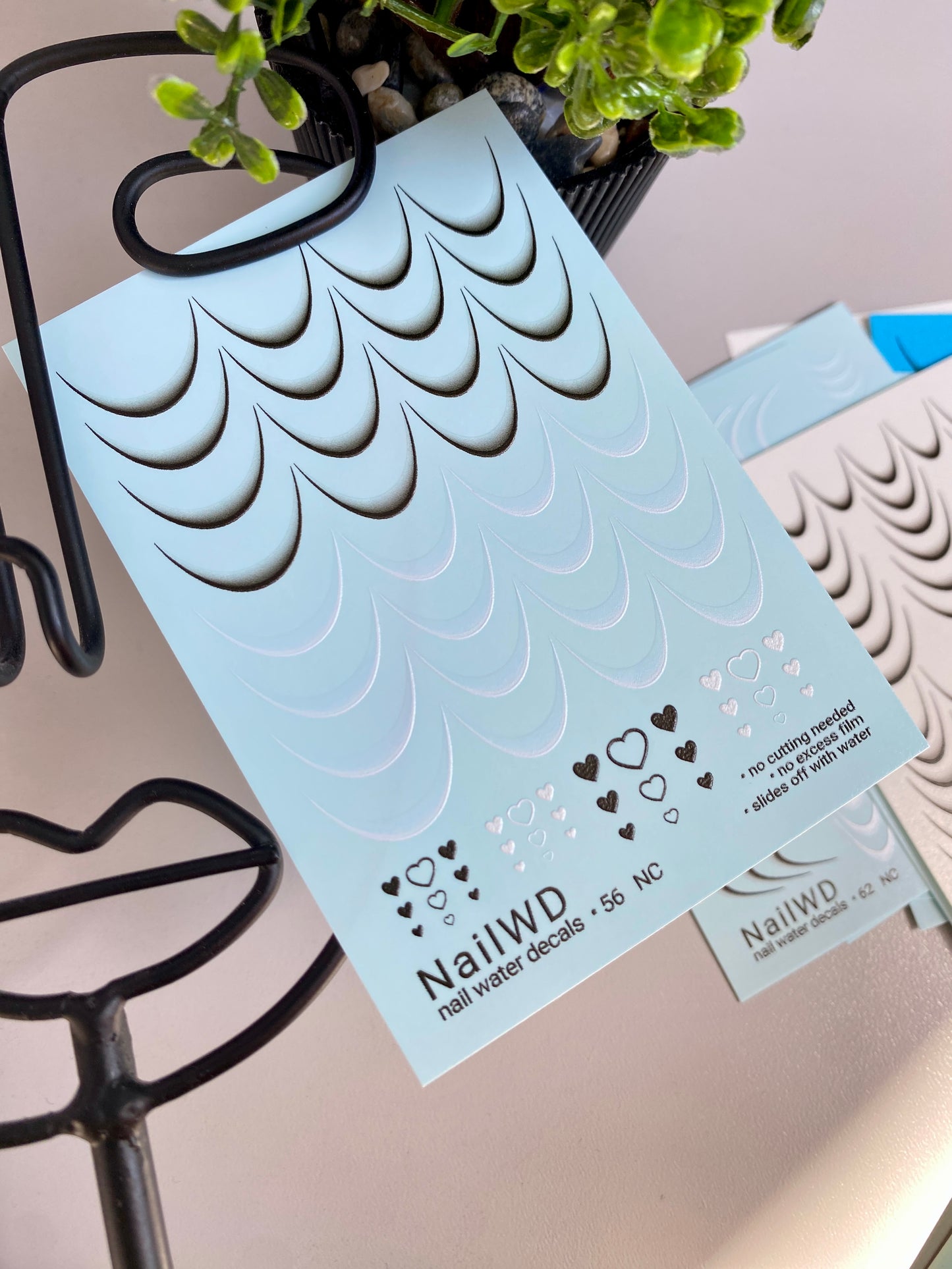 Nail Water Decal 56 NailWD | French Water Slide Nail Decals | Gradient Tips with Heart Accents