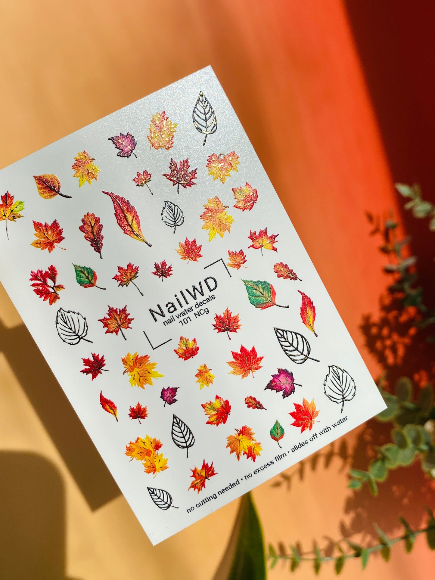 Nail Water Decal 101 NailWD | Water Slide Nail Decals Autumn Maple Leaves | Fall Nail Art Decorations
