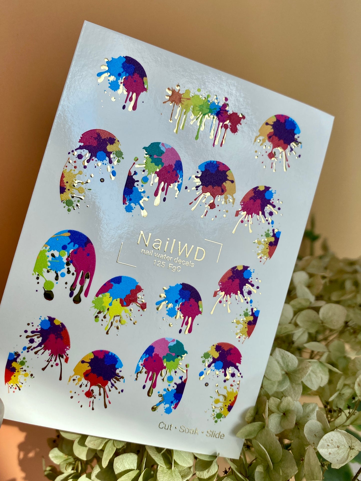 Nail Water Decal 125 NailWD | Water Slide Nail Art Color Splash | Abstract Paint Effect
