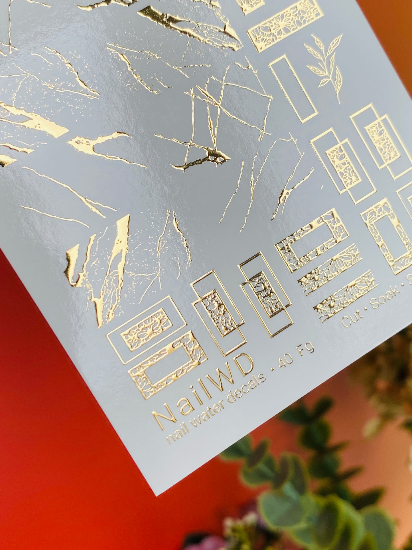 Nálepka na nehty 40 NailWD | Abstraktní vodní nálepky na nehty | Zlatá fólie, mramor a geometrické vzory