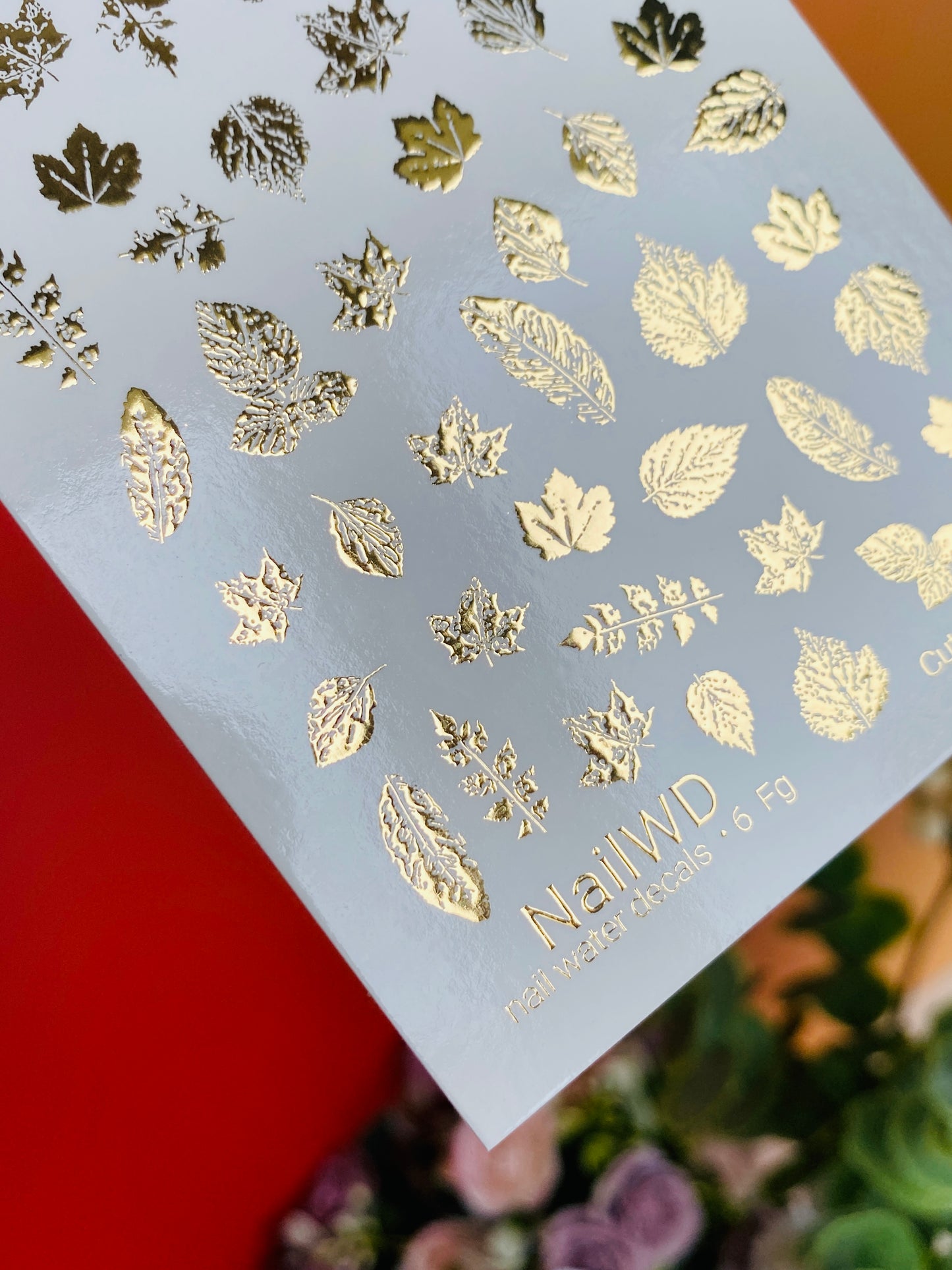 Nagel Wasserabziehbild 6 NailWD | Wasserfolien Nagelabziehbilder mit Goldblättern | Herbst Botanische Nagelkunst