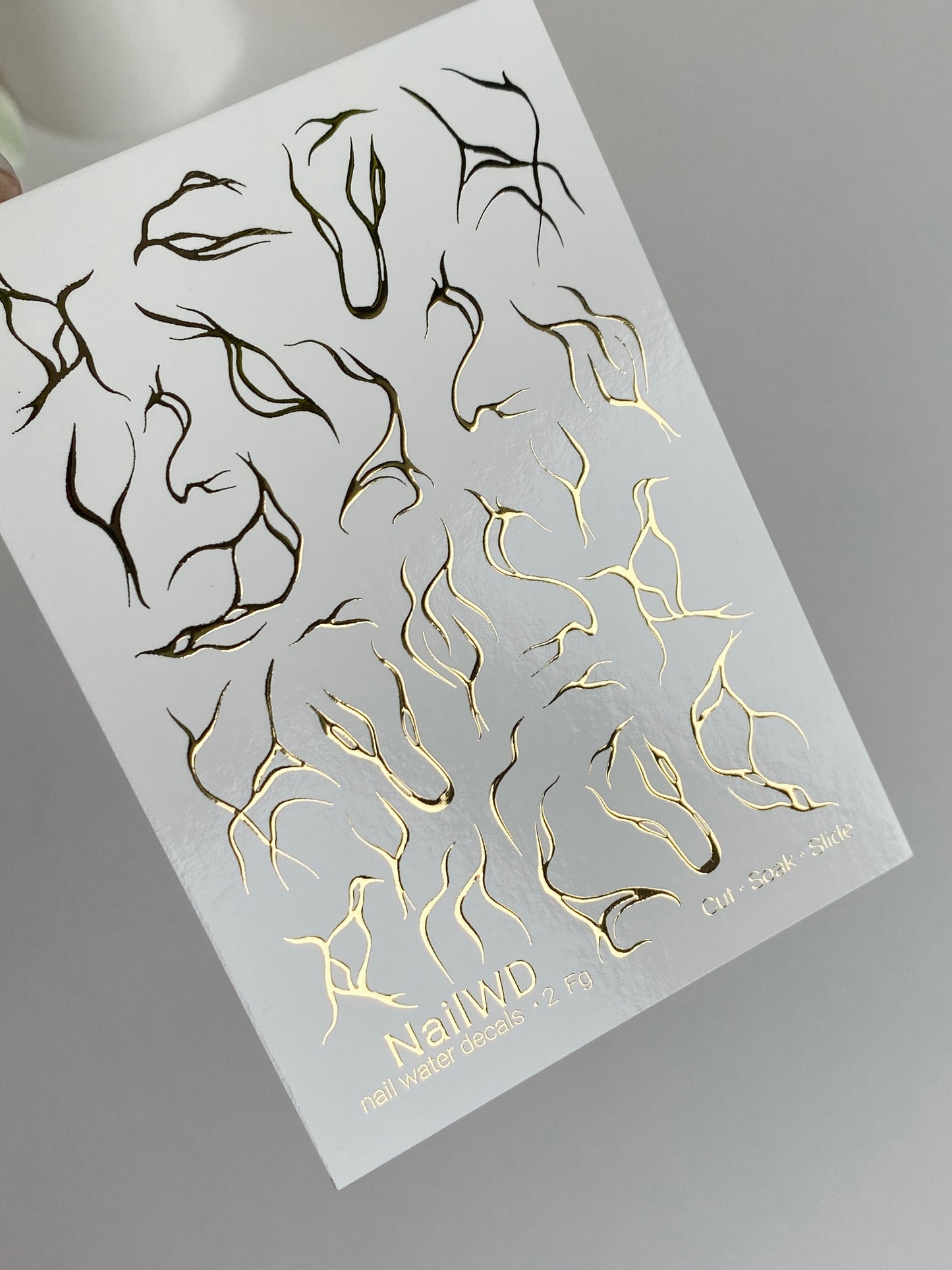 Nail Water Decal 2 NailWD | Water Slide Nail Decals with Gold Flames | Abstract Fire Nail Art