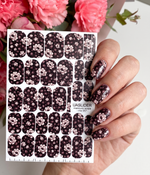 Dark Peony Manicure Nail Wraps — Blush Floral Pattern | mw-057