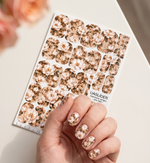 Vintage Peony Manicure Wraps — Beige Script Floral | mw-060