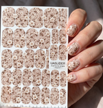 Ivory Blossom Manicure Wraps — Taupe Floral Pattern | mw-071