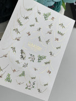 Nail Water Decal CF-552 | Green Floral & Butterfly Nail Decals | Elegant Water Stickers for Manicure - UASLIDER