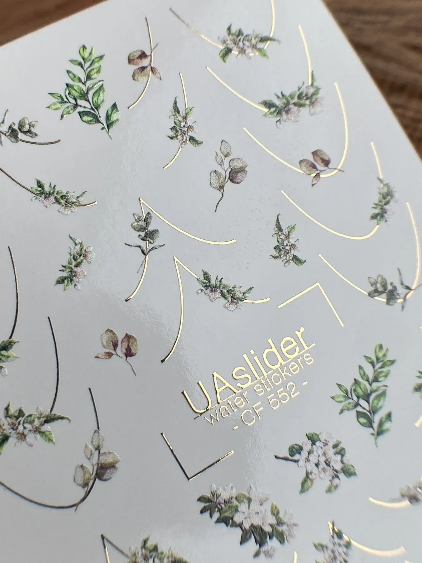 Nail Water Decal CF-552 | Green Floral & Butterfly Nail Decals | Elegant Water Stickers for Manicure - UASLIDER