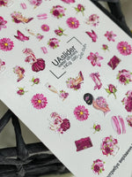 Fashion Nail Decals — Pink Floral & Glam Girl Elements | NCg-020