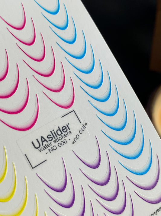 Nail Water Decal NC-006 | Water Slide Nail Decals Colorful French Tips | Multicolor Gradient