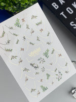 Nail Water Decal CF-552 | Green Floral & Butterfly Nail Decals | Elegant Water Stickers for Manicure - UASLIDER