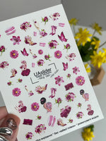 Fashion Nail Decals — Pink Floral & Glam Girl Elements | NCg-020
