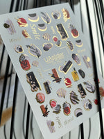 Nail Water Decal CF-010 | Abstract Water Slide Nail Decals, Minimalist Shapes with Gold Foil Accents - UASLIDER