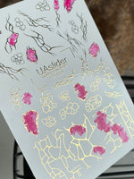 Nail Water Decal CF-033 | Abstract Water Slide Nail Decals | Pink and Gold Geometric Design - UASLIDER