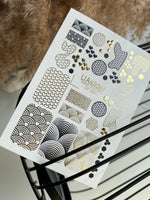 Nail Water Decal CF-060 | Geometric Nail Water Decals | Japanese Waves and Gold Foil Patterns - UASLIDER