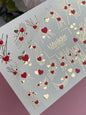 Nail Water Decal CF-075 | Valentine’s Day Nail Art Water Decals | Red and Gold Hearts with Elegant Lines